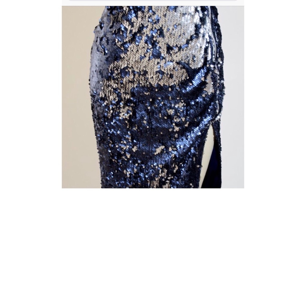 navy 2 sided sequins pencil skirt with split